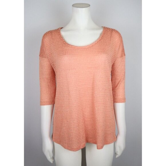 BKE - BUCKLE - WOMEN'S CORAL ORANGE TEXTURED 3/4 SLEEVE TUNIC TOP - SIZE S - Picture 1 of 6